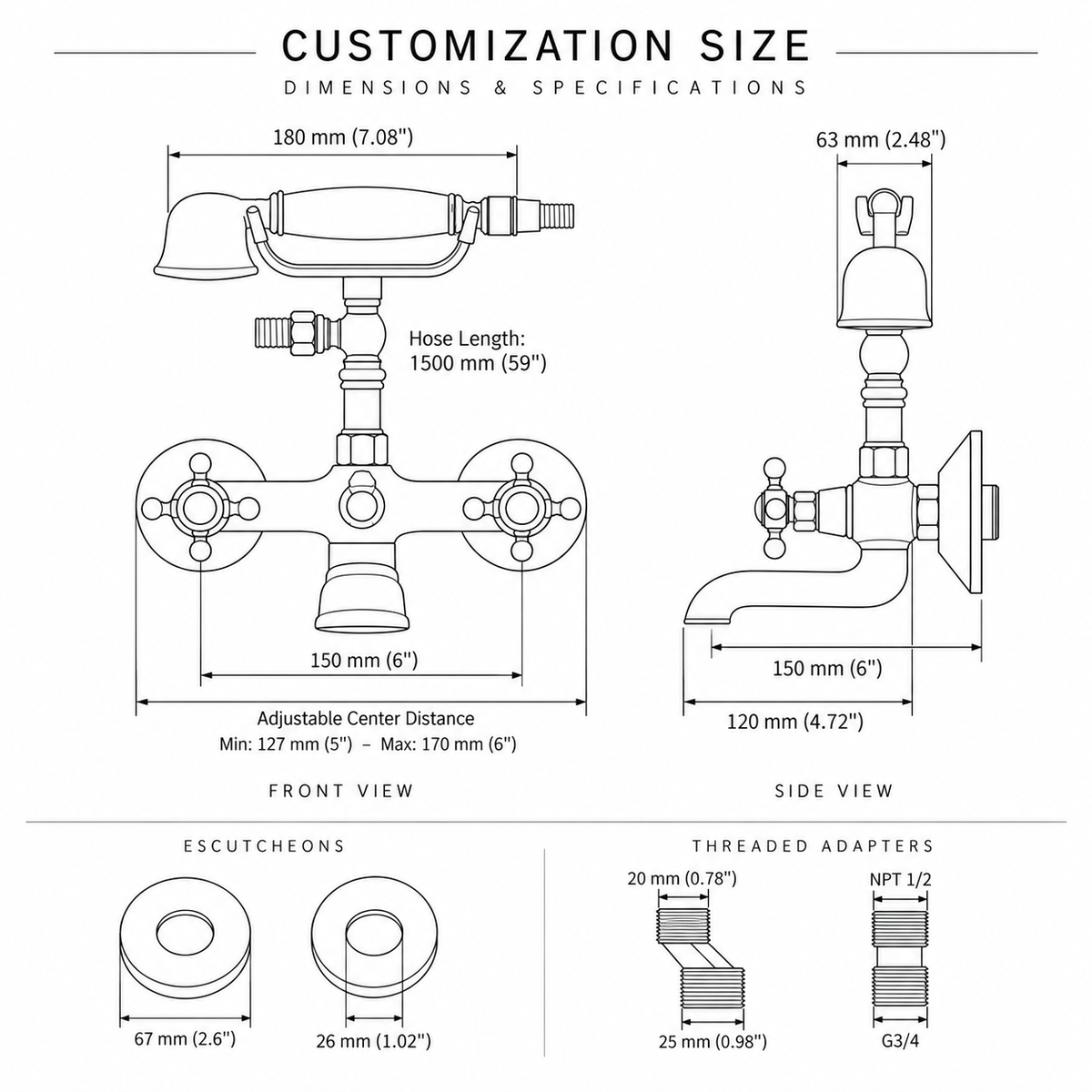 Brasslik bespoke bathtub faucet with hand shower