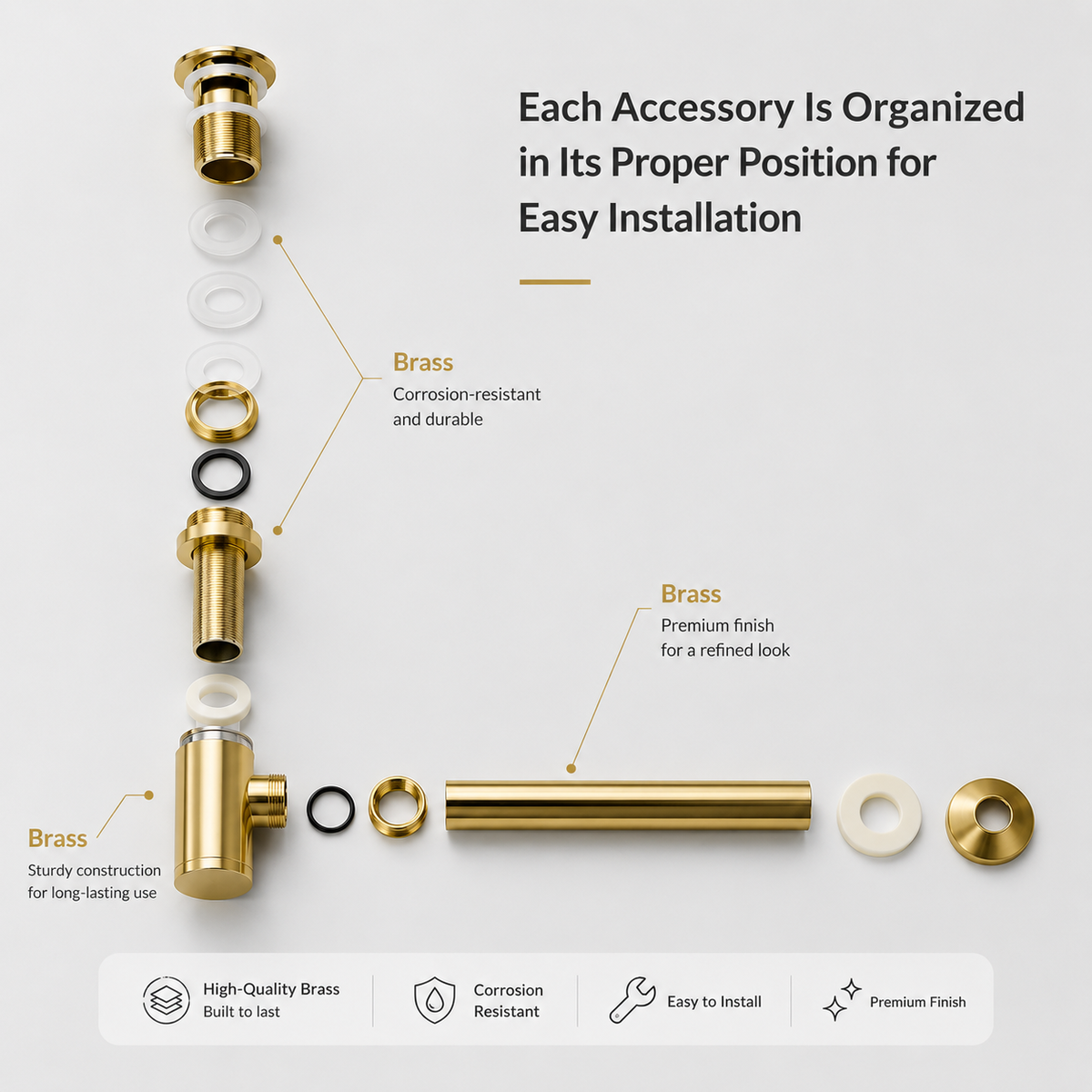 Handcrafted unlacquered brass P trap