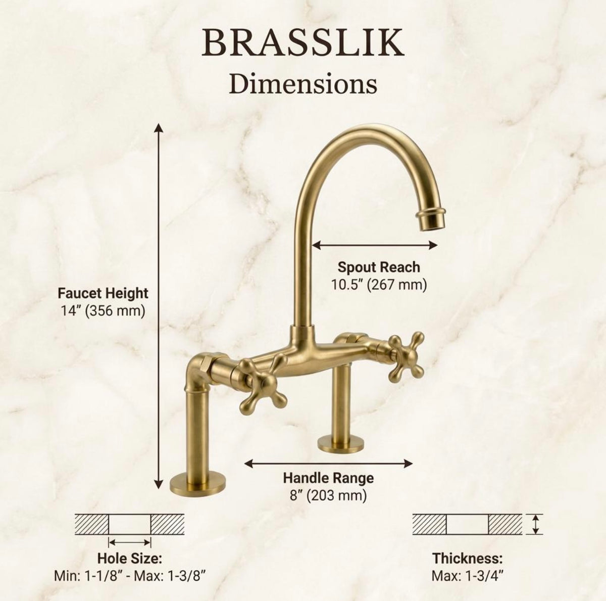 High-arc brass bridge faucet for the kitchen, Steed model