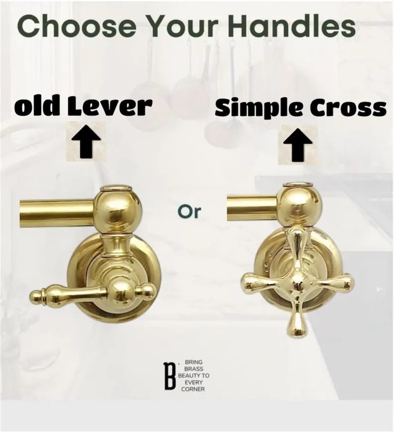 Wall-mount brass pot filler faucet for cooking and filling cookware