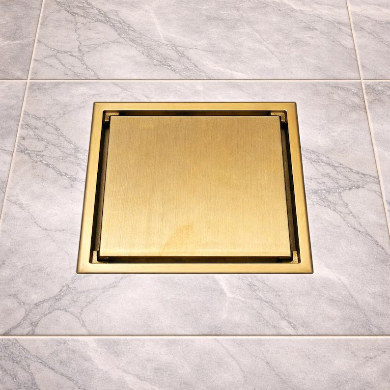 Square brass floor drain with deodorant core by Brasslik