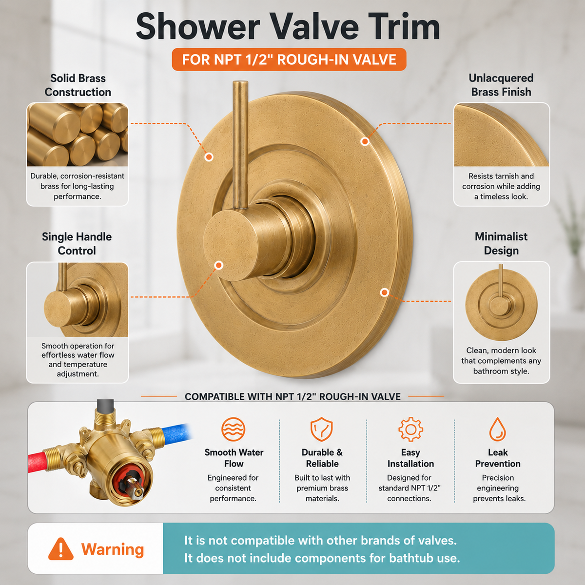 Wall mount round rainfall brass shower faucet by Brasslik