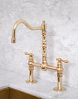 Solid lead-free brass bridge faucet for kitchens, Brighton by Brasslik