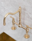 Handmade Moroccan brass bridge kitchen faucet, Brighton Classic