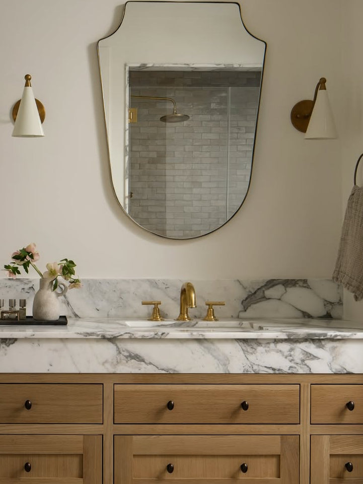 Handcrafted Cali unlacquered brass bathroom faucet