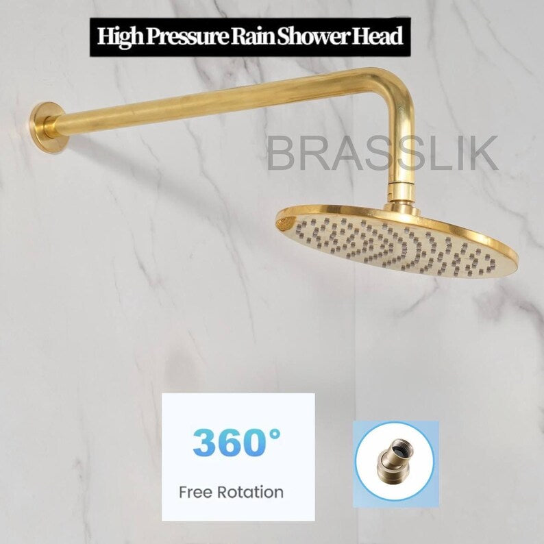 Handcrafted Colorado unlacquered brass shower system