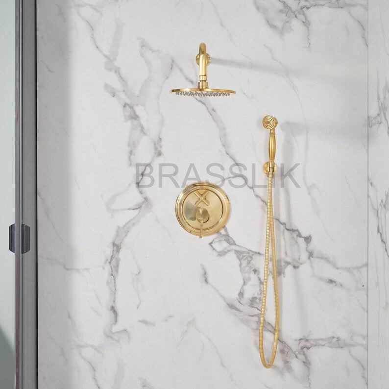 Colorado brass shower combo with handheld, timeless design