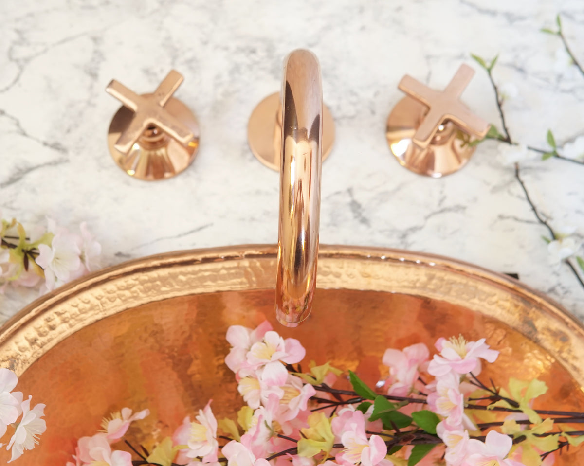Handcrafted copper finish brass faucet for bathroom sinks