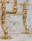 Brasslik curved legs brass bridge faucet with optional sprayer