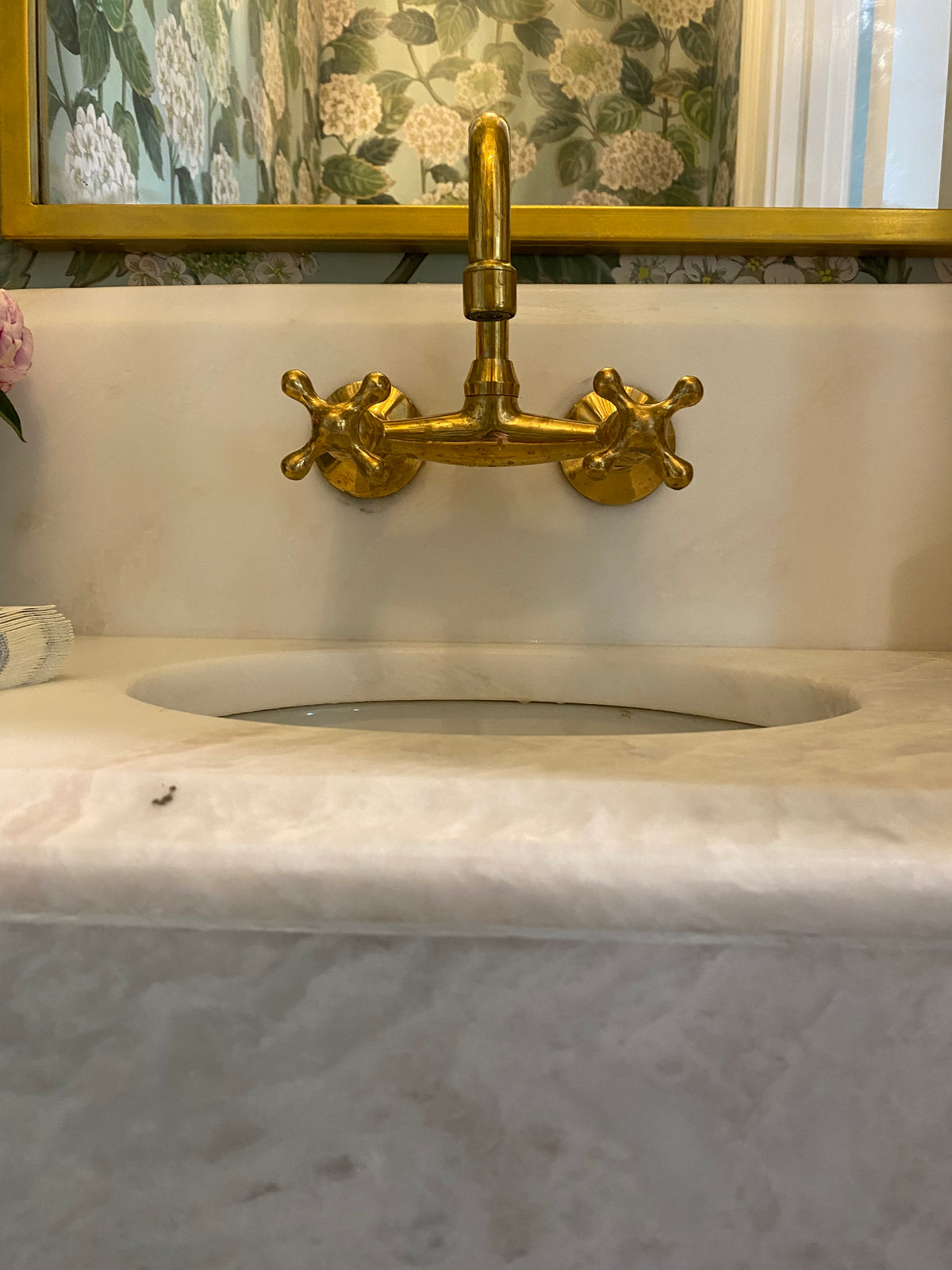 Brasslik unlacquered brass Da Frico wall faucet