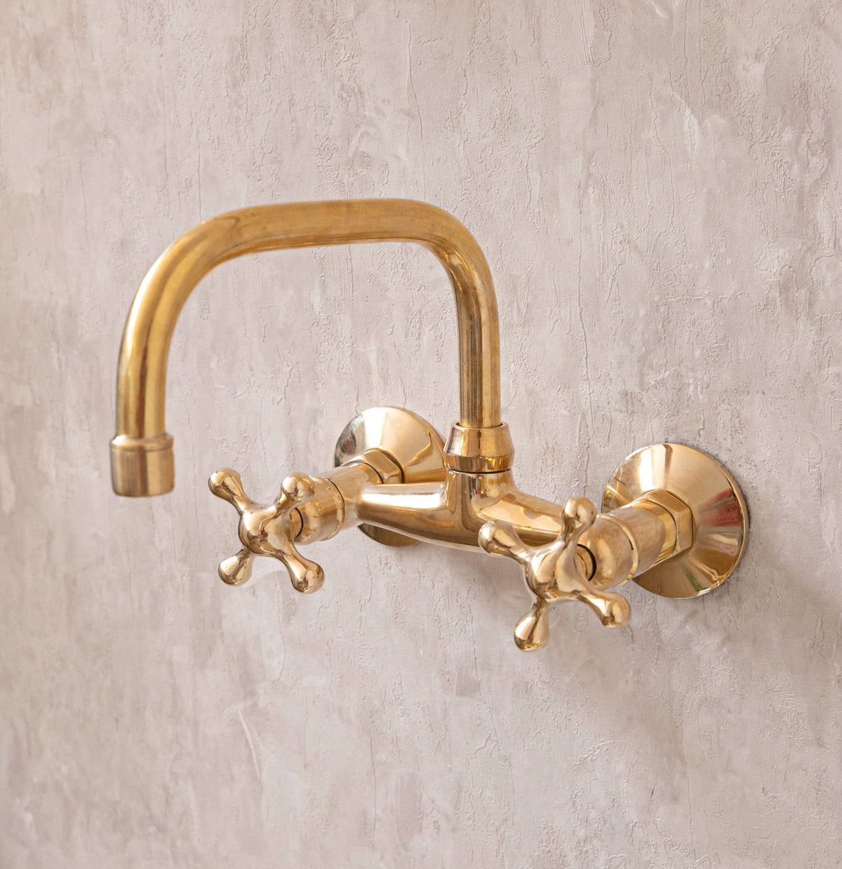Wall mounted Da Frico style brass faucet for sinks