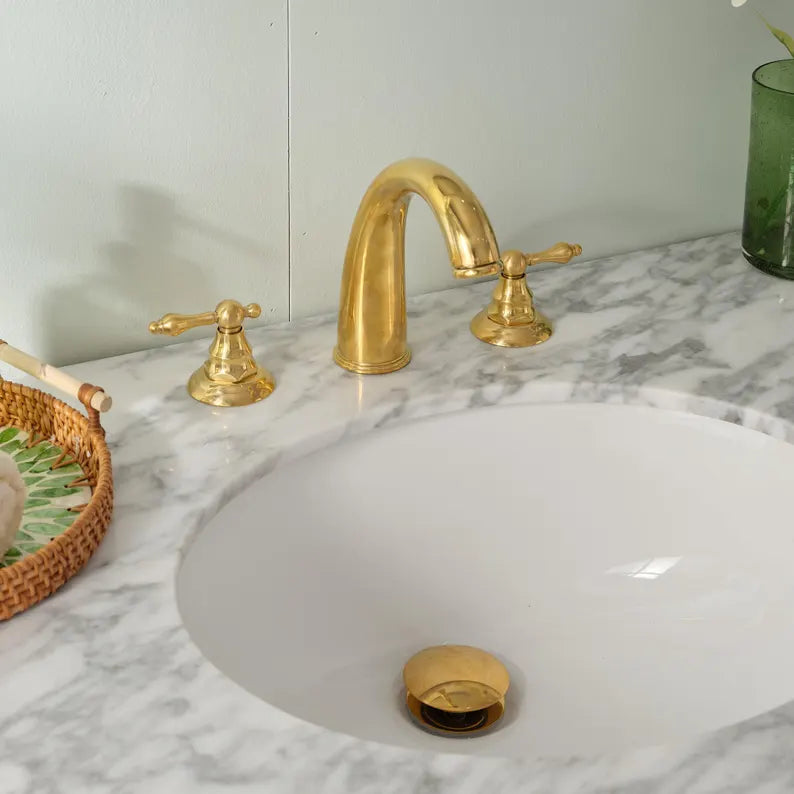 Dublin unlacquered brass vanity faucet for bathroom sinks