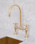 Handcrafted Dusty brass kitchen bridge faucet