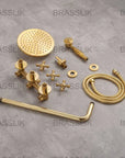 Eden unlacquered brass shower valve and shower set
