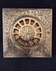 Solid brass square floor drain with engraved design