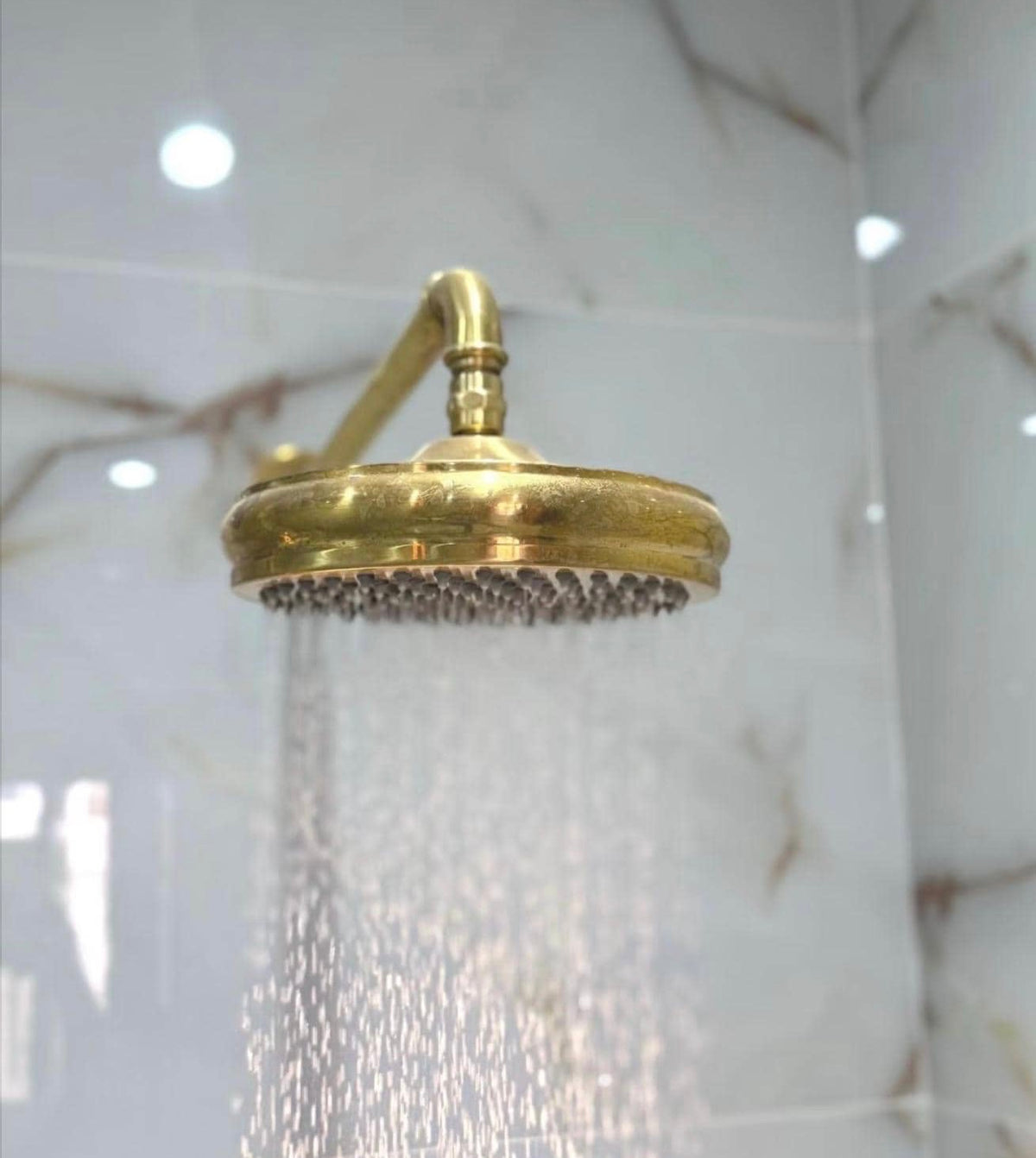 Hawaii solid unlacquered brass rainfall shower