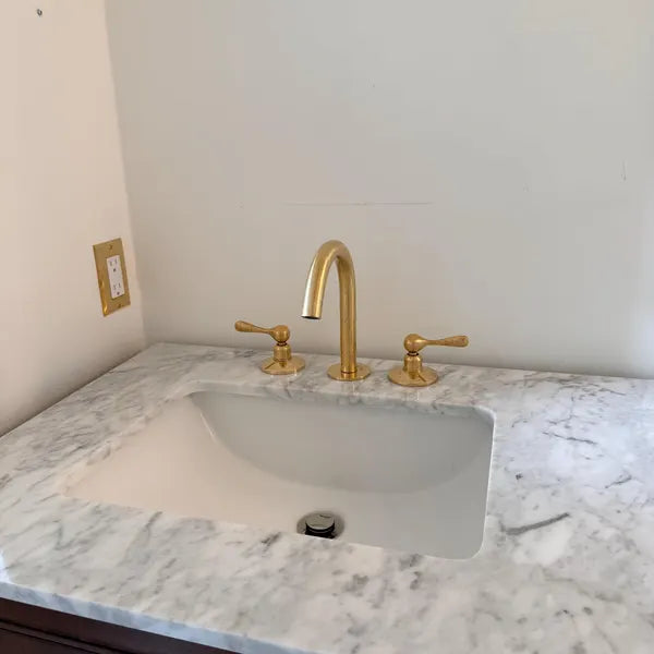 Unlacquered Brass  Vanity Three Holes Faucet - Lever handles
