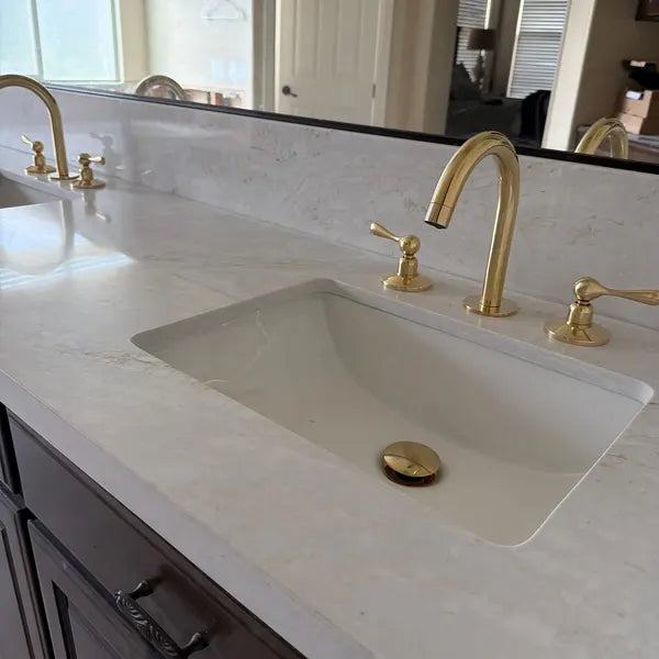 Unlacquered Brass  Vanity Three Holes Faucet - Lever handles