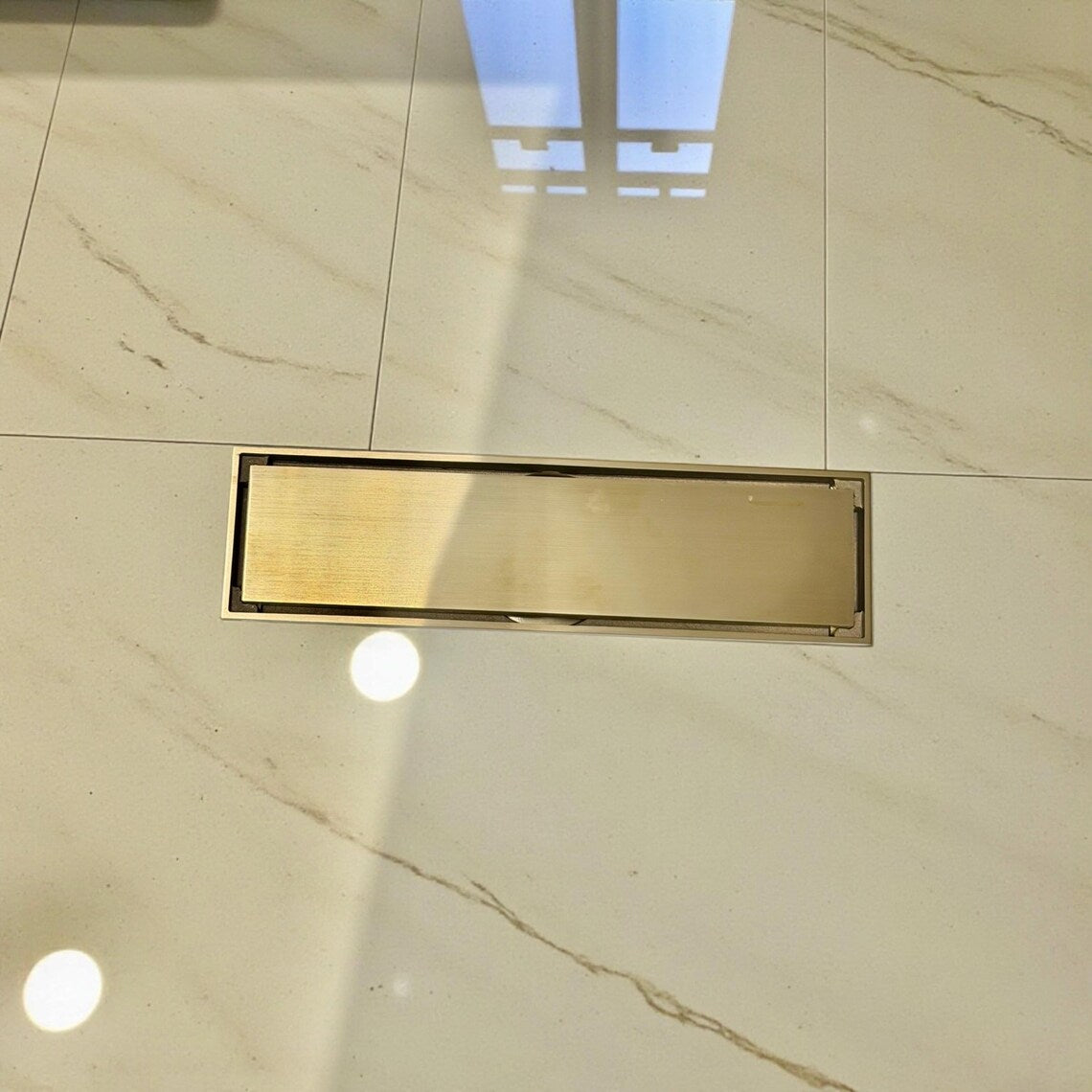 Casada Unlacquered Brass Linear Shower Drain – Tile Insert Bathroom Floor Drain, 12” &amp; 24”