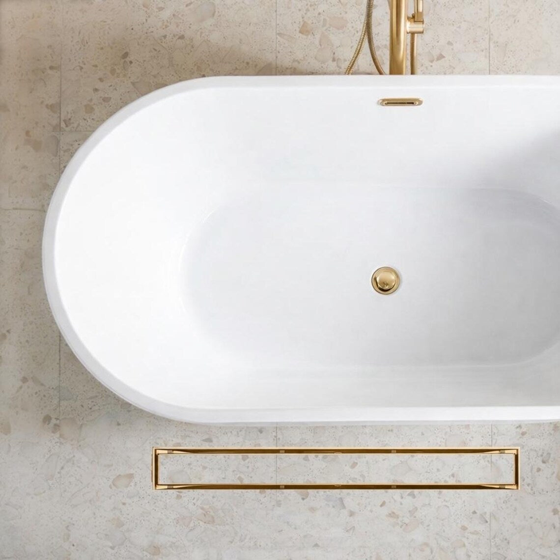 Casada Unlacquered Brass Linear Shower Drain – Tile Insert Bathroom Floor Drain, 12” &amp; 24”