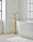 Brass Freestanding Tube Filler with Hand Shower