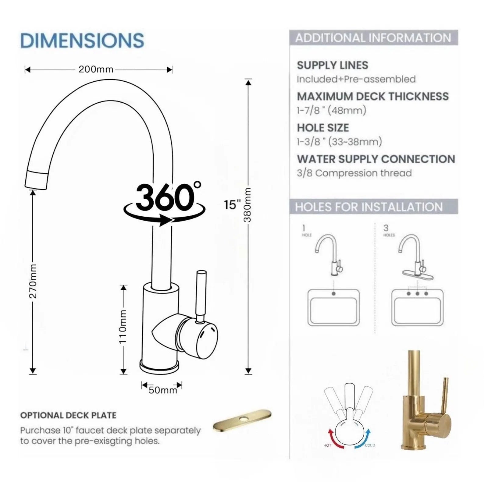 Unlacquered Brass Basin Faucet