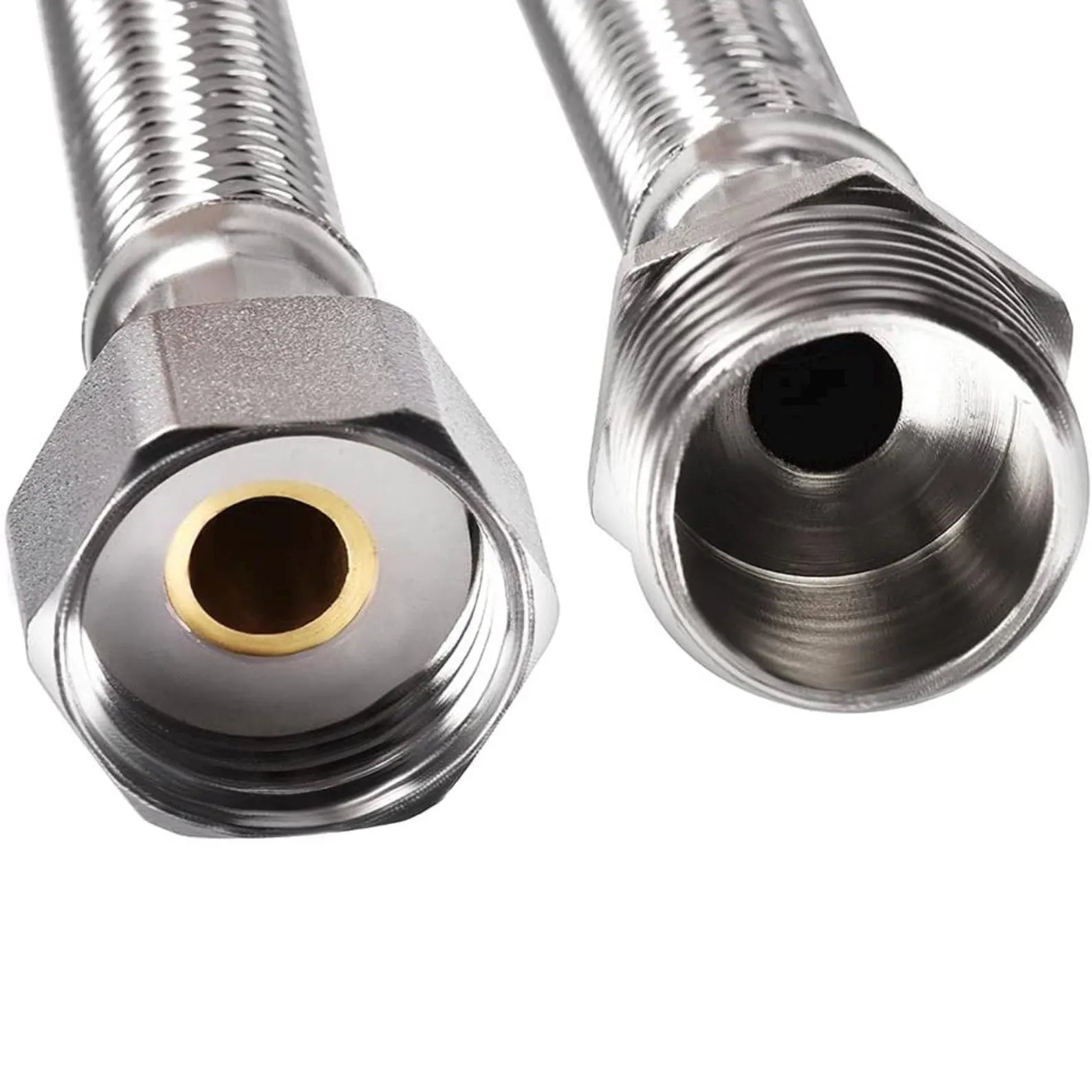 Stainless Steel Braided Faucet Connector: G1/2, 2-Pack