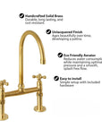 Unlacquered Brass Bridge Kitchen Faucet with Side Sprayer and Drinking Water Tap