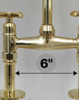 Unlacquered Brass Kitchen Bridge Faucet - 6” Core