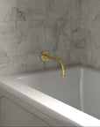 8 Inch Unlacquered Brass Tub Spout, Wall Mounted, Non Diverter or Valve