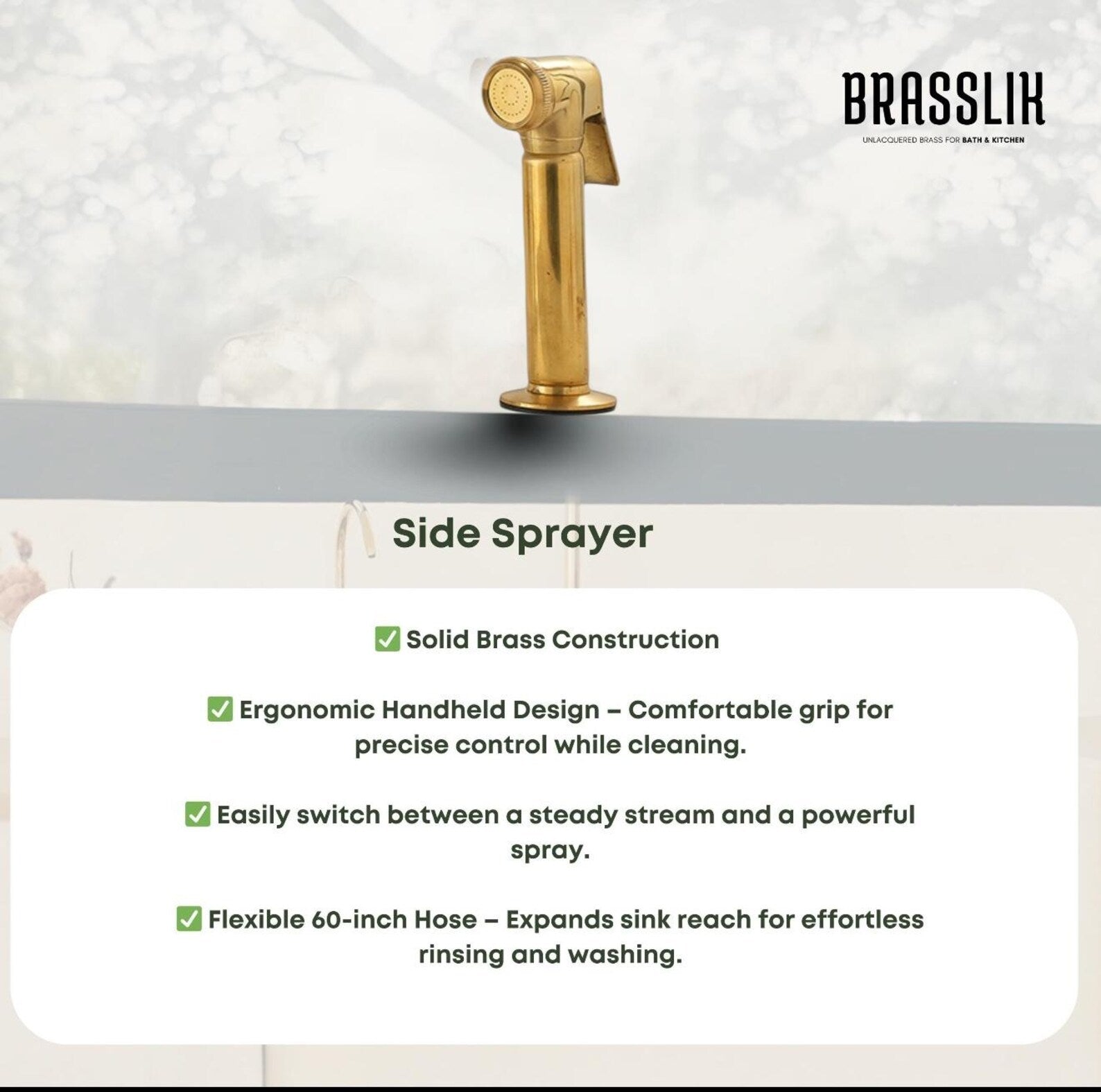 Unlacquered Brass Bridge Kitchen Faucet with Side Sprayer and Drinking Water Tap