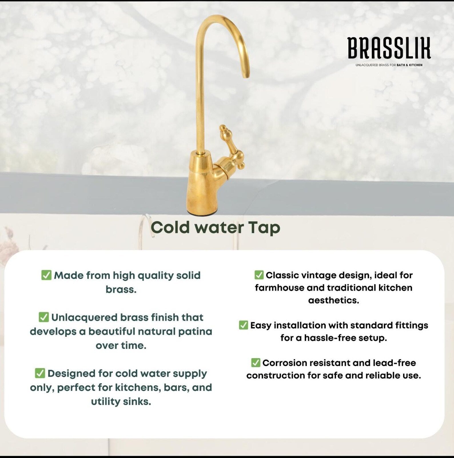 Unlacquered Brass Bridge Kitchen Faucet with Side Sprayer and Drinking Water Tap