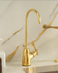 Unlacquered Brass Bridge Kitchen Faucet with Side Sprayer and Drinking Water Tap