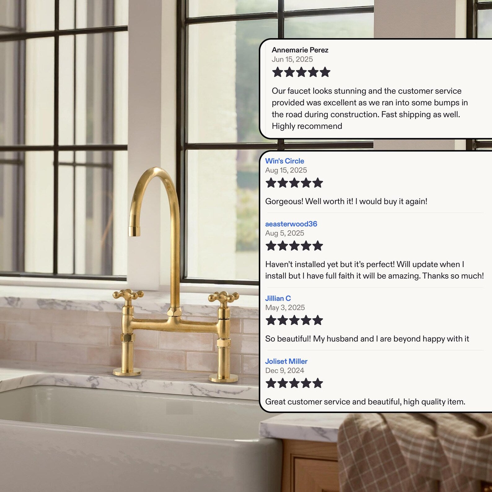 Unlacquered Brass Bridge Kitchen Faucet with Side Sprayer and Drinking Water Tap