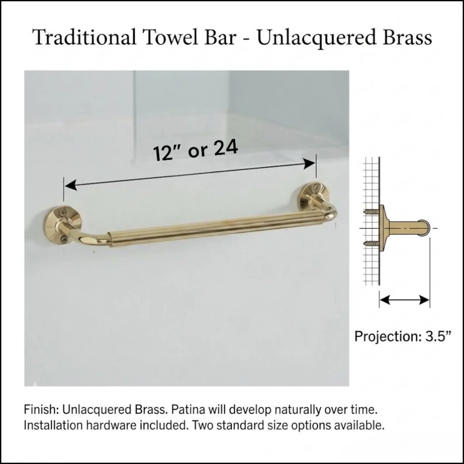 Unlacquered Brass Towel Bar