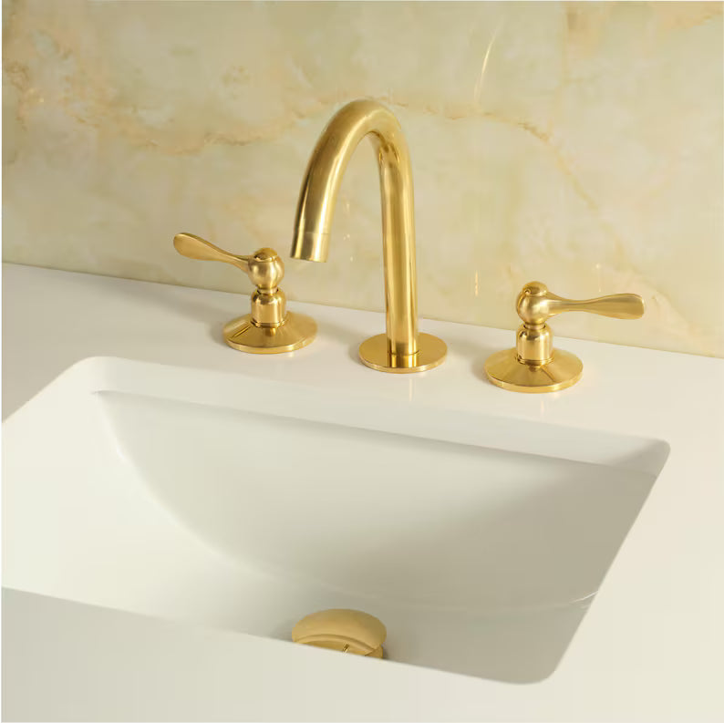 Unlacquered Brass  Vanity Three Holes Faucet - Lever handles