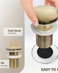 Unlacquered Brass Bathroom Sink Drain, Basin Sink Stopper, Pop up Drain