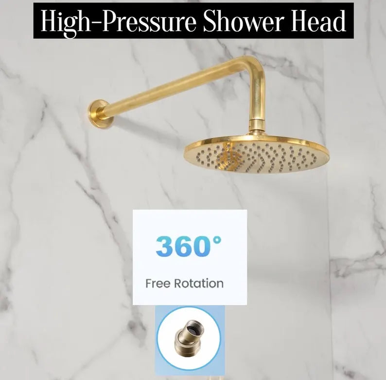 Eden Unlacquered Brass Shower Set With Valve