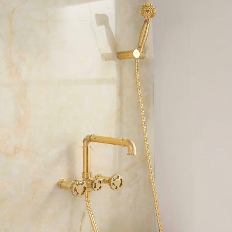 Sandy Wall Mounted Tub Filler - Unlacquered Brass
