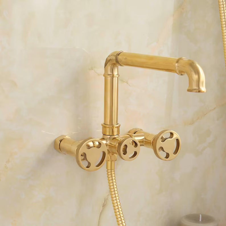 Sandy Wall Mounted Tub Filler - Unlacquered Brass
