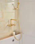 Sandy Wall Mounted Tub Filler - Unlacquered Brass