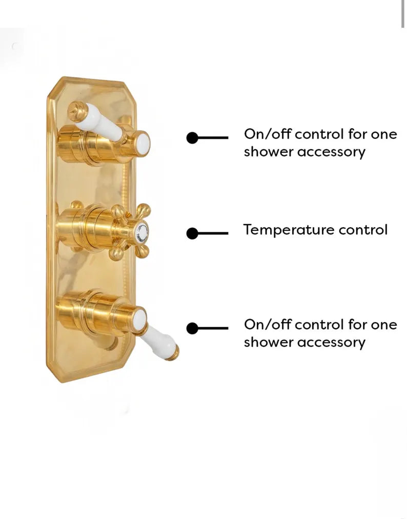 Unlacquered Brass Thermostatic Shower System