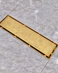 Casada Unlacquered Brass Linear Shower Drain – Tile Insert Bathroom Floor Drain, 12” & 24”