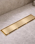 Casada Unlacquered Brass Linear Shower Drain – Tile Insert Bathroom Floor Drain, 12” & 24”