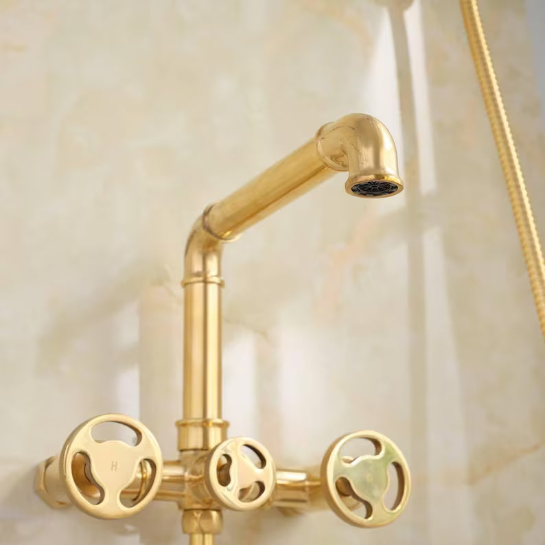 Sandy Wall Mounted Tub Filler - Unlacquered Brass