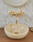 Unlacquered Brass Wall Mount Faucet With Cross Handles