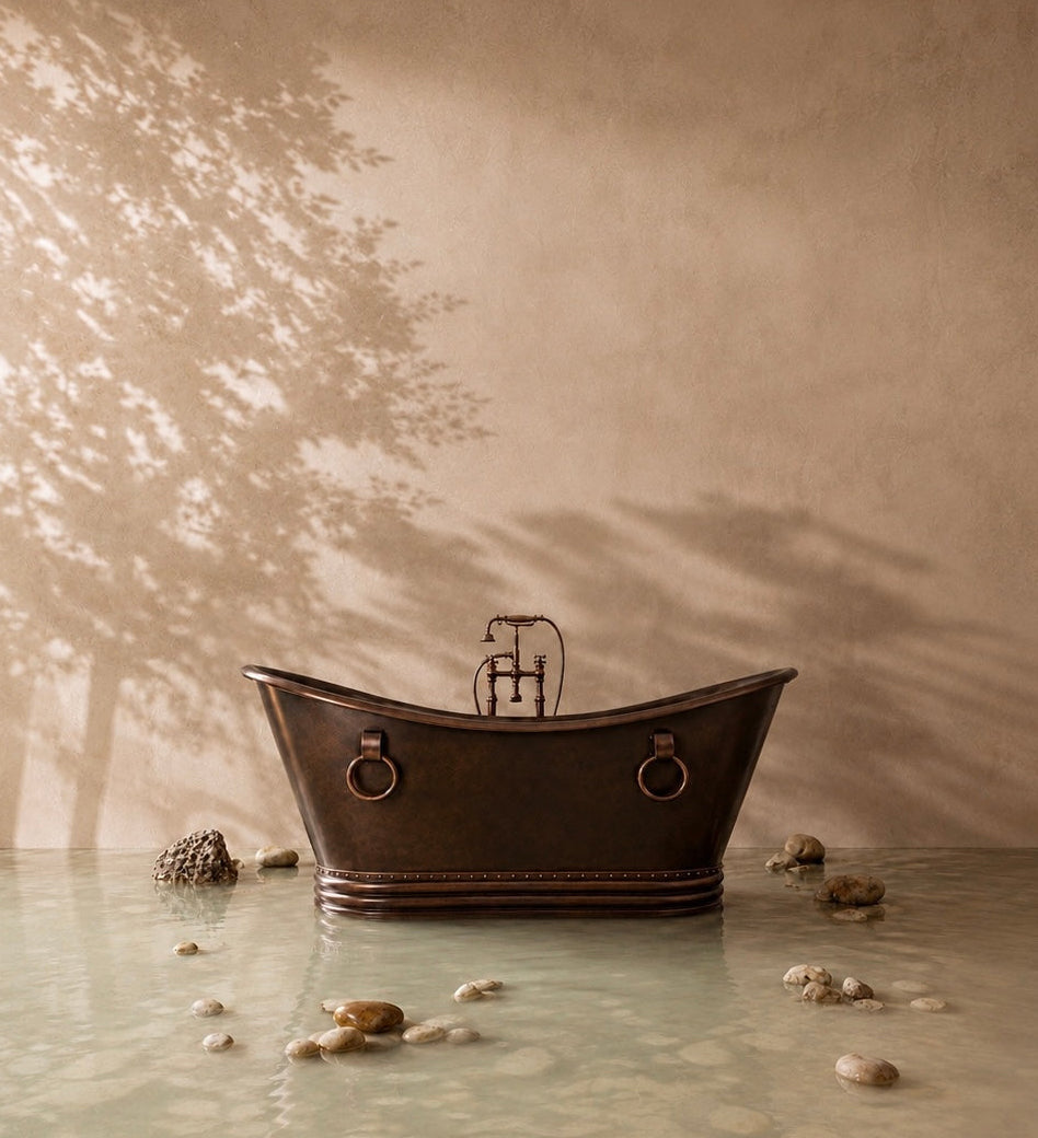 Handcrafted Malibu antique brass freestanding bathtub