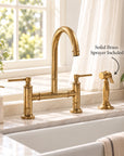 Masson brass bridge faucet that develops a natural patina