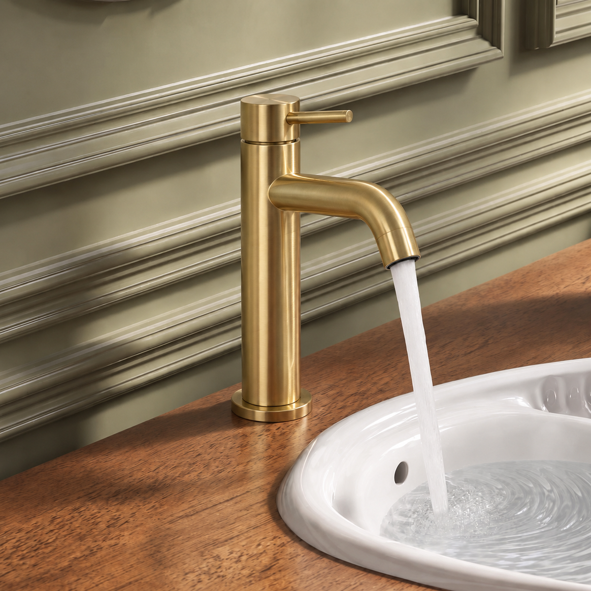 Montana single hole vessel faucet in unlacquered brass