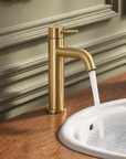 Montana single hole vessel faucet in unlacquered brass